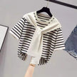 Women's T-shirt Summer New T Shirt Women Fake Two-piece Knitted Striped Short Sleeve Tshirt Casual Korean Fashion Poleras Mujer