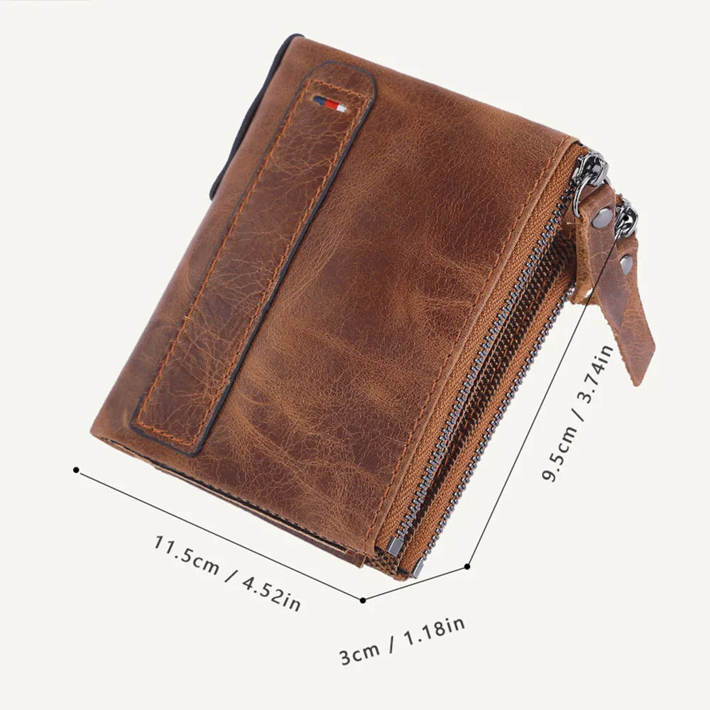 2022 Men Wallets 100% Genuine Cow Leather Name Customized Short Card Holder Leather Men Purse High Quality Brand Male Wallet