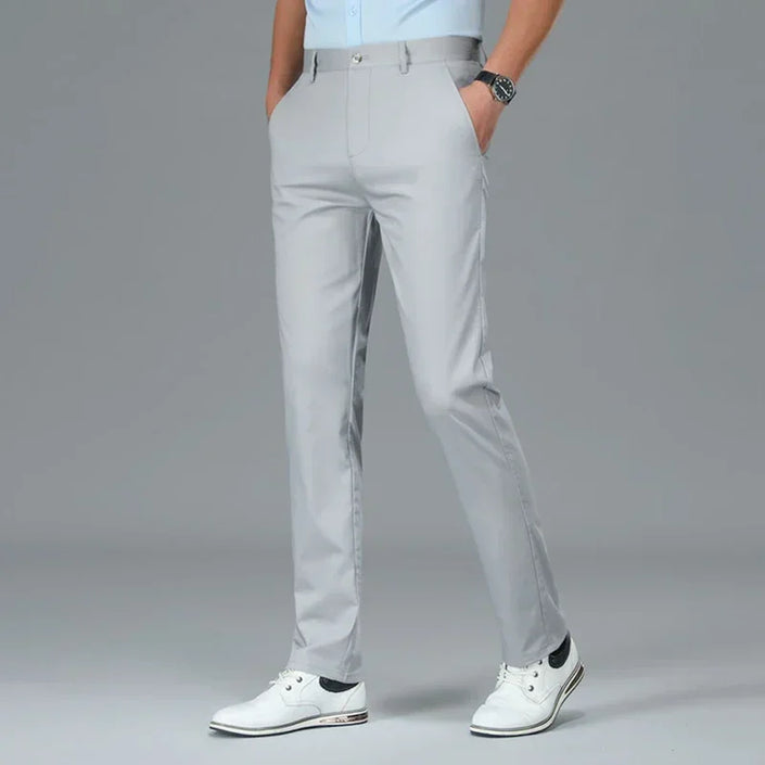 Casual Pants Men's Spring Summer Bamboo Fiber Solid Color Business Casual Fashion Straight Formal Suit Long Trousers Male