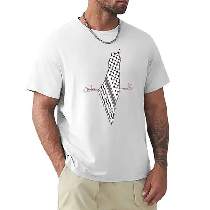 T Shirts for Women Clothing Kids Palestine Map Print Short Sleeve Cotton T-Shirt For Men Arabic Shemagh Palestine Flag 72710