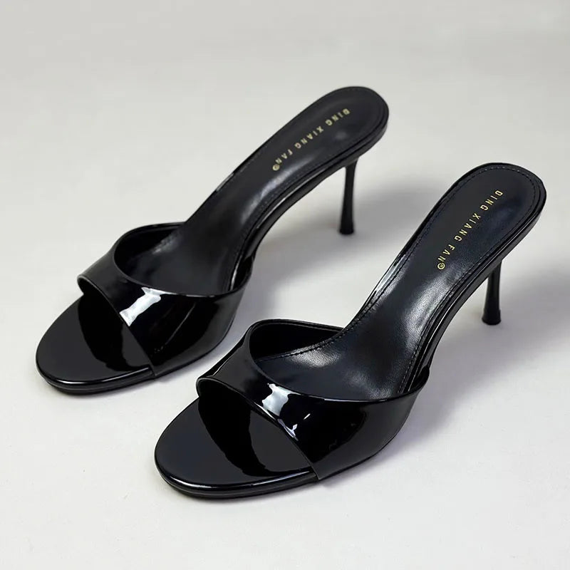 Women Pumps Casual Heeled Slippers 2025 Fashion Round Toe Female Footwear Slides Ladies Thin High Heels Shoes