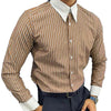 Men Casual Striped Shirt Slim Fit Long Sleeve Formal Business Dress Shirt Top Collared Male Striped Shirt