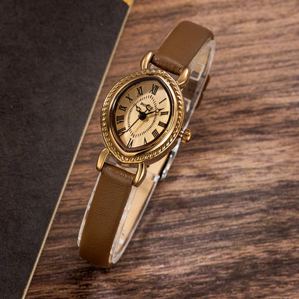 Ladies' Fashion Watch, Leather Quartz Watch, Retro Elegant Fashion Quartz Waterproof Ladies' Watch