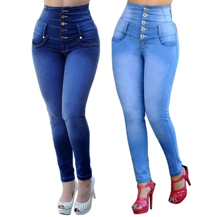 Vintage Women's Jeans Mom Jeans High Waist Blue Washed Fashion Tight Straight Denim Pencil Pants Streetwear Femme Trousers 2023