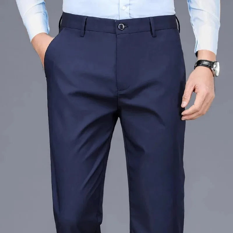 TRAF Autumn And Winter Thick Men's Fashion Comfortable Casual Long Pants Four-Sided Elastic Pants Loose Straight Leg Suit Pants