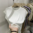 Women's T-shirt Summer O Neck Knitted Fashion Woman Blouse 2025 Short Sleeve Tees Solid Color Ice Silk Oversized T-shirt Women