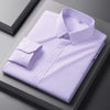 Men Formal Shirt Long Sleeve Office Solid Color Striped Anti-Wrinkle Fashion Business Pocket White Social Pocket Shirt S-4XL