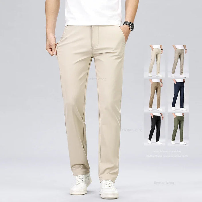 Men's Classic Style Straight Casual Pants Fashion Business Brand Comfortable Solid Color Anti-wrinkle Trousers Male Clothes