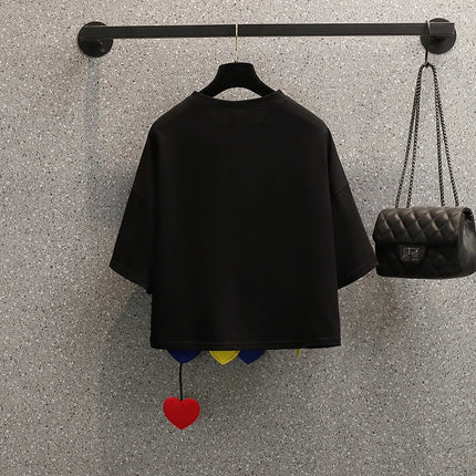 2025 New Women T-shirts Casual Harajuku Love Patchwork Tops Tee Summer Female T shirt Short Sleeve T shirt For Women Clothing