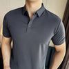 Men Polo Shirt 2025 Summer New Ice Silk Light Thin Traceless Solid Casual Elastic Slim Fit Short Sleeved T-shirt Men Clothing