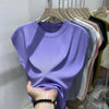 Women's T-shirt Summer O Neck Knitted Fashion Woman Blouse 2025 Short Sleeve Tees Solid Color Ice Silk Oversized T-shirt Women