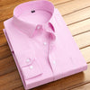 Men's formal shirt long-sleeved office solid color striped with pockets anti-wrinkle no-iron fashion business white shirt
