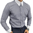 Men Casual Striped Shirt Slim Fit Long Sleeve Formal Business Dress Shirt Top Collared Male Striped Shirt