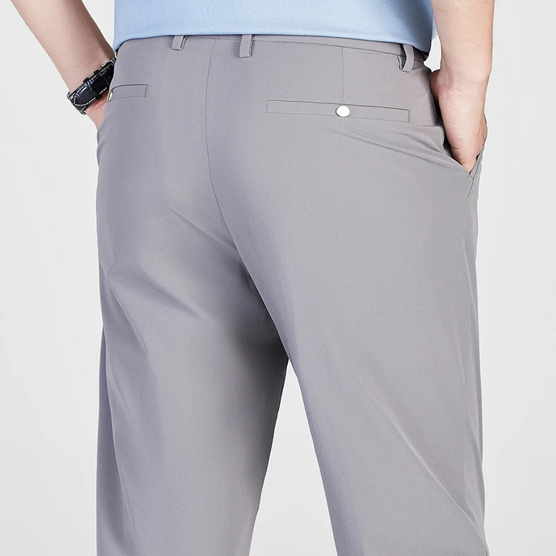 Men's Solid Color Business Casual Straight Leg Pants Summer Spring Fashionable Versatile Khaki Black Gray