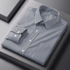Men Formal Shirt Long Sleeve Office Solid Color Striped Anti-Wrinkle Fashion Business Pocket White Social Pocket Shirt S-4XL