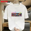 T Shirt for Men  Cotton Round Neck Summer New Short Sleeve Men's Loose Oversized Fashionable Printed Short Sleeved T-shirt Moto