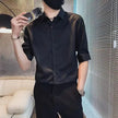 Men's Shirt for Office Formal Black Male Shirts Dress Plain Regular Fashion Man 2024 Cheap Brand Original with Sleeves Button Up