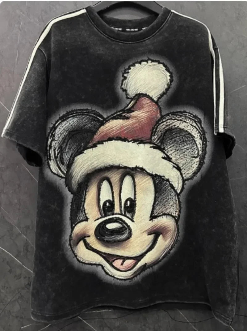 Popular Short-Sleeved T-shirt 2024 New Winter Cartoon Sequins Design Sense Women's Kawaii Clothes Top Fashion Brand Cute Tees