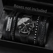 4/5PCS Fashion Men's Watches Man Business Quartz Wristwatch Vintage Leather Bracelets Set Reloj Hombre（Without Box）