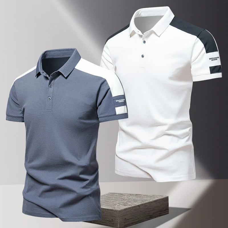 Men's POLO shirt, summer ice silk high-end business casual short sleeved T-shirt, solid color thin pure cotton lapel top