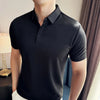 Men Polo Shirt 2025 Summer New Ice Silk Light Thin Traceless Solid Casual Elastic Slim Fit Short Sleeved T-shirt Men Clothing