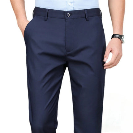 Men's casual pants  business formal trousers  men's summer thin straight leg loose  middle-aged men's pants ice silk pants