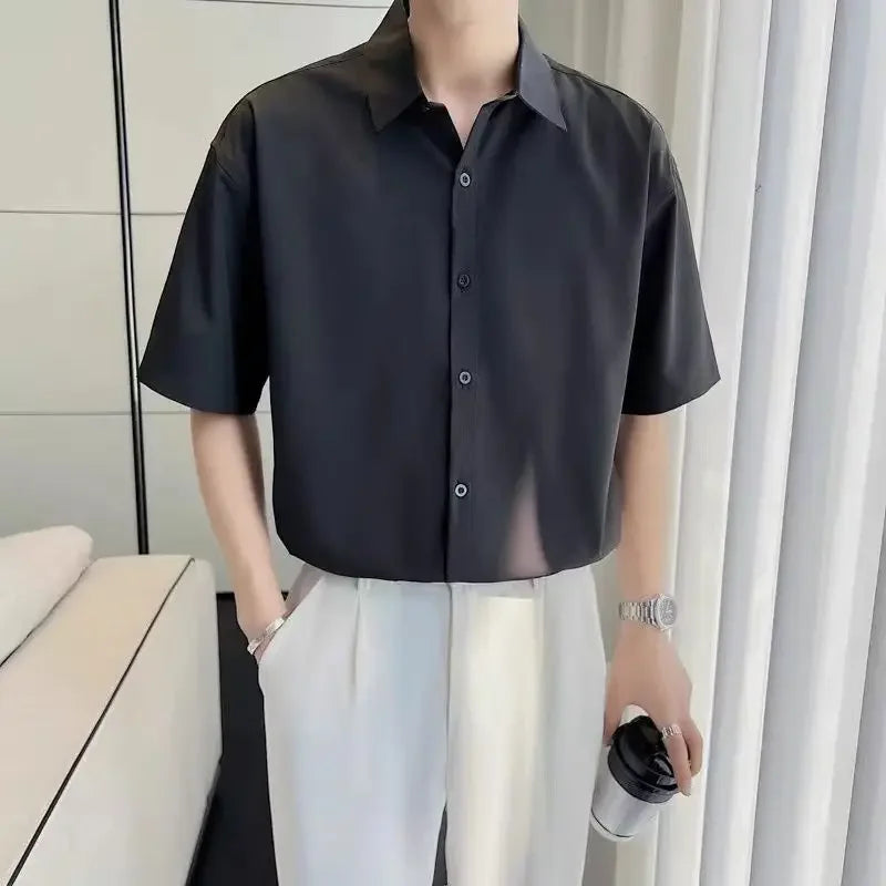 Men's Shirt for Office Formal Black Male Shirts Dress Plain Regular Fashion Man 2024 Cheap Brand Original with Sleeves Button Up