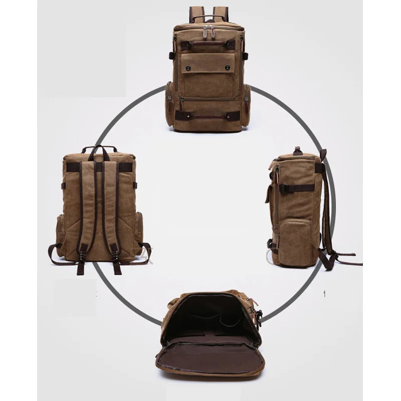 Men's Backpack Vintage Canvas Backpack School Bag Men's Travel Bags Large Capacity Backpack Laptop Backpack Bag Rucksack