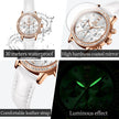 OLEVS 9933 Women' Watches Luxury Brand Diamond Quartz Wristwatch Waterproof Luminous   Leather Strap Multifunction Ladies Watch