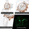 OLEVS 9933 Women' Watches Luxury Brand Diamond Quartz Wristwatch Waterproof Luminous   Leather Strap Multifunction Ladies Watch