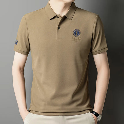 The 2025 new men's top POLO shirt is comfortable for work, meetings, casual outdoor, breathable, sweat-absorbent, simple and ele