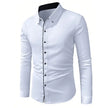 Brand New Men White Shirts Fashion Quality Long Sleeve Casual Solid Color Elastic Male Business Shirt