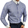 Men Casual Striped Shirt Slim Fit Long Sleeve Formal Business Dress Shirt Top Collared Male Striped Shirt