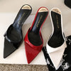 Female Red Footwear Pumps Slides Heels Shoes For Women New In 2025 Luxury Fashion Pointed Toe Ladies Thin High Heels Shoes