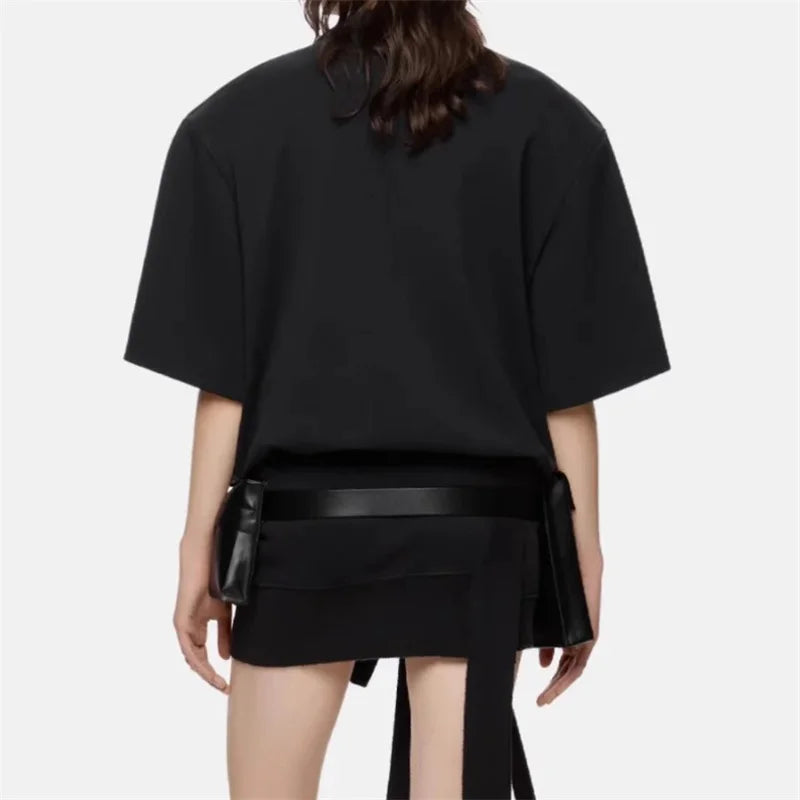 Women's t-shirt New letter embroidered round neck pullover for summer 2025 Couple style fit loose Cotton blend short sleeved top