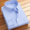 Men's formal shirt long-sleeved office solid color striped with pockets anti-wrinkle no-iron fashion business white shirt