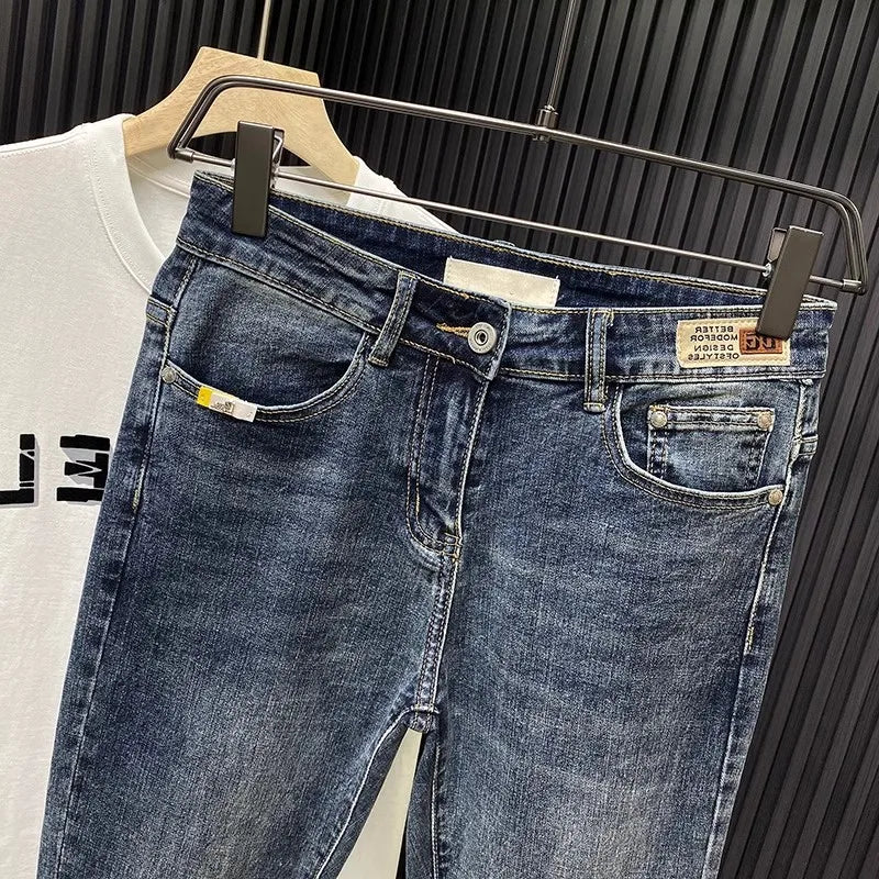 Jeans For Men Retro Korean Style High-End Slim Fit Leg Pants Blue Straight Leg Jeans Casual Pants Tapered Jeans