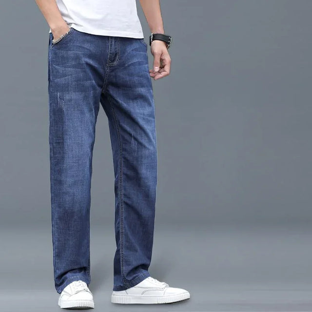 Jeans Men's Summer Straight Leg Loose Large Leg Autumn Thick Wear-resistant Men's Casual Pants Korean Trousers