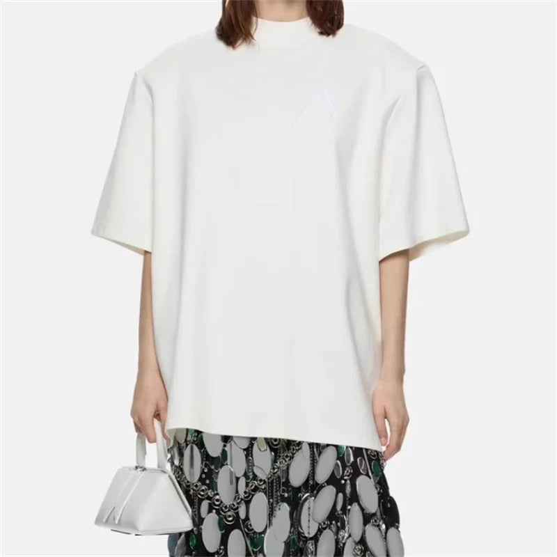 Women's t-shirt New letter embroidered round neck pullover for summer 2025 Couple style fit loose Cotton blend short sleeved top