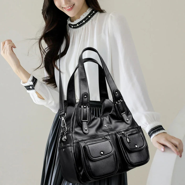 2024 New Women Handbags Fashion Retro Ladies Single Shoulder Bags Large Capacity High Quality Soft Leather Female Crossbody Bags
