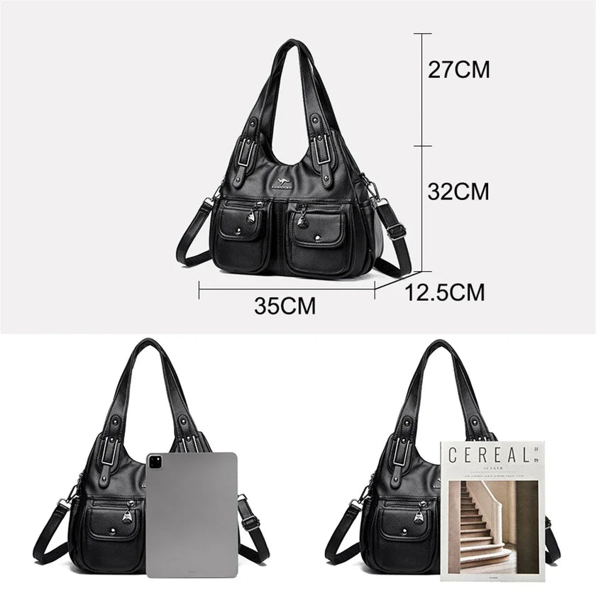 2024 New Women Handbags Fashion Retro Ladies Single Shoulder Bags Large Capacity High Quality Soft Leather Female Crossbody Bags