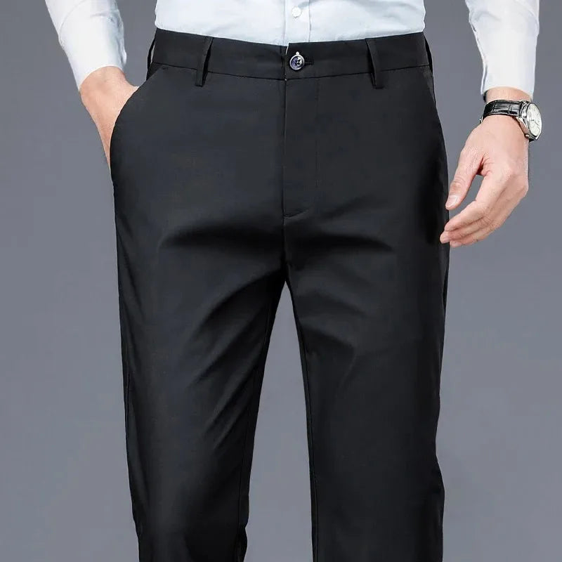 TRAF Autumn And Winter Thick Men's Fashion Comfortable Casual Long Pants Four-Sided Elastic Pants Loose Straight Leg Suit Pants