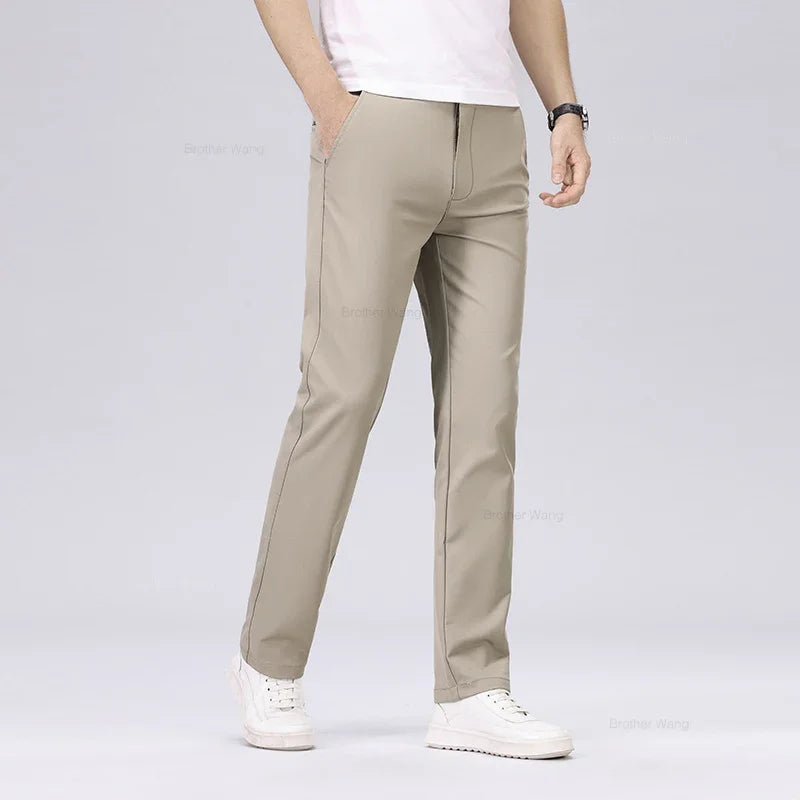 Men's Classic Style Straight Casual Pants Fashion Business Brand Comfortable Solid Color Anti-wrinkle Trousers Male Clothes