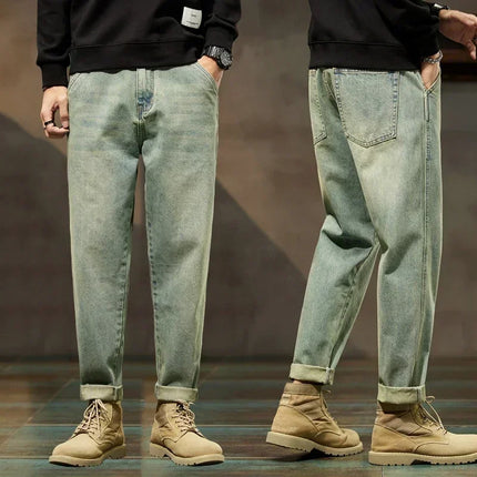Men Jeans 2025 New Loose and Versatile Harem Pants Retro Simple Fashion Solid Color Comfortable Versatile Male Autumn Summer