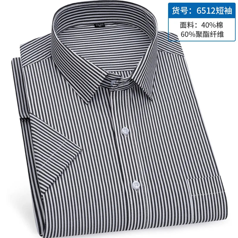 Men's short-sleeved shirt, business casual striped, thin, comfortable, versatile and simple streetwear for spring and summer