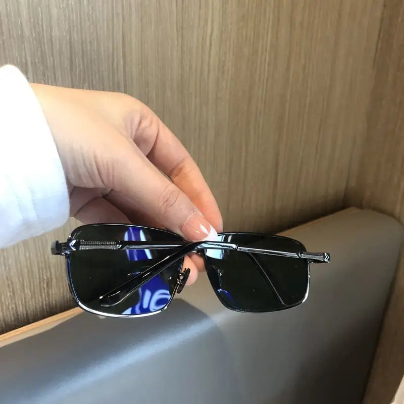 2025 New Sunglasses For Men Crystal Glass For Driving Big Face UV400 Green Sunglasses Metal High-quality Double Beams
