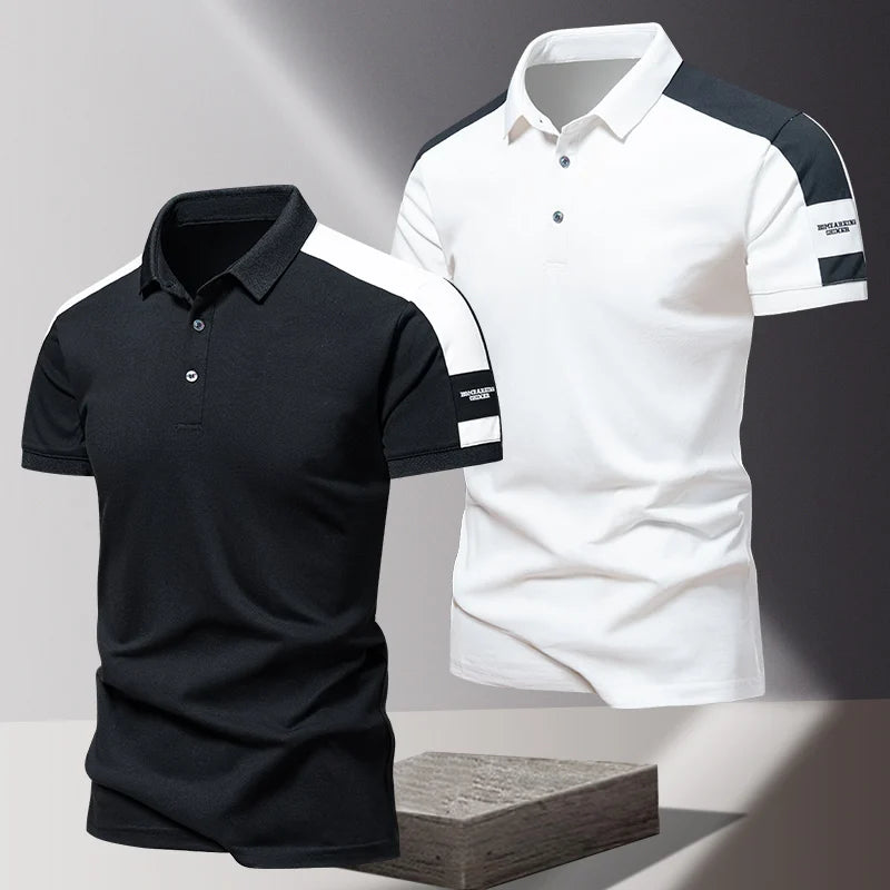 Men's POLO shirt, summer ice silk high-end business casual short sleeved T-shirt, solid color thin pure cotton lapel top