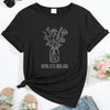 Women's T-shirt Flowers Pattern Print Round Neck Casual Streetwear Comfortable Breathable Female Clothing Top Tees Hot Sales