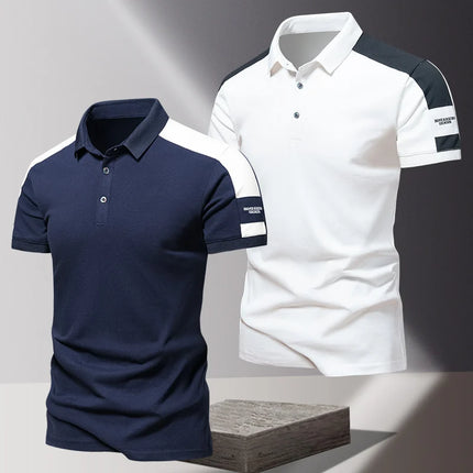 Men's POLO shirt, summer ice silk high-end business casual short sleeved T-shirt, solid color thin pure cotton lapel top