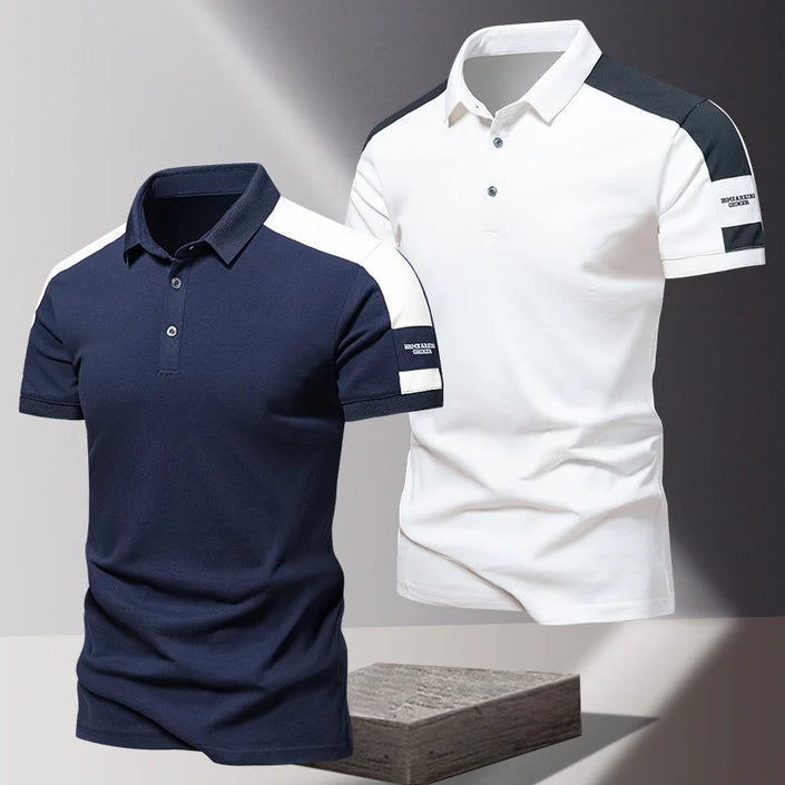 Men's POLO shirt, summer ice silk high-end business casual short sleeved T-shirt, solid color thin pure cotton lapel top